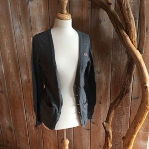 Grey Hollister cardigan with ruffle pockets